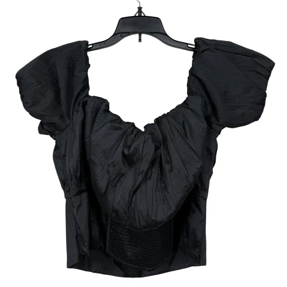 Maeve Anthropologie Off Shoulder Corset Top XL Black Cottagecore Puff - Picture 3 of 6